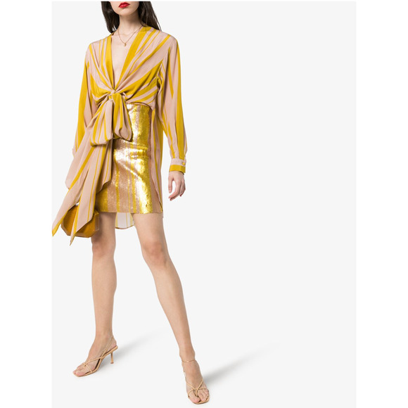 Silvia Tcherassi Gertrude Sequin Combo Mini Dress Blush Moss Sequin - Picture 2 of 10